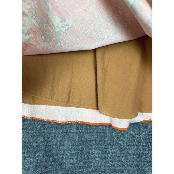 Anthropologie Lapis Floral ALine Skirt Medium Orange Y2K 90's Boho Festival Mini - Picture 5 of 10